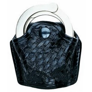 Aker Leather Handcuff Case Black Basket Weave Standard Chain Black A506-BW - Picture 1 of 1