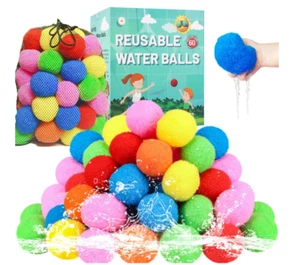 60 Pcs Reusable Water Balloons Outdoor Toys Summer Pool Backyard Fun for Kids - Picture 1 of 7