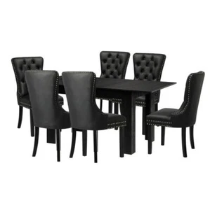 Dining Set 160cm Extendable Table with 6PCS Chairs PU Leather - Picture 1 of 7