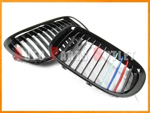 M Tri Color Shiny Gloss Black Front Grille For 09-15 BMW F01 F02 740i 750i 760i - Picture 1 of 2
