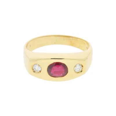 Ring mit Rubin und Brillanten 750/000 (18 Karat) Gold aus zweiter Hand - Bild 1 von 2