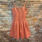 Guess, Removable Strap, Pleated, Orange Textured Party Dress. Size 0.