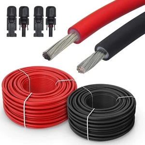 Solarkabel Solarleitung 10mm² schwarz rot Solarstecker 2 Paar - Bild 1 von 7