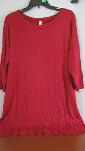 SMARAGD~weinrotes HÄKEL weiches TUNIKAKLEID~3/4 Arm~95% Viskose~Damen 3x~Neu ohne Etikett - Bild 1 von 4