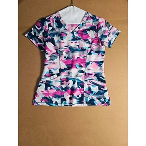 Dickies Floral Scrubs Shirt/Top Women/Fitted XS Doctor/Nurse/Healthcare - Picture 1 of 7
