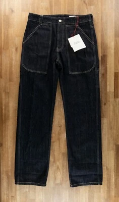 ALEXANDER MCQUEEN navy blue contrast stitch cargo jeans Size 32 designer NWT - Image 1 of 4