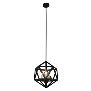 Dainolite 3 Light Chandelier, Matte Black w/ Antique Brass Accents - ARC-143C-AB - Picture 1 of 1