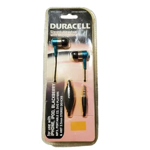 Duracell Stereo Headset Ear Buds With Microphone Blue DUS3002 NOS - Picture 1 of 2