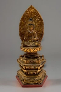 Rare Antique Japanese Giltwood Amida Nyorai Buddha Statue- Edo Period - Picture 1 of 13