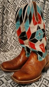 Stivali Ariat Mirada donna taglia 7, caleidoscopio turchese e rosso, asta 13 pollici - Foto 1 di 17