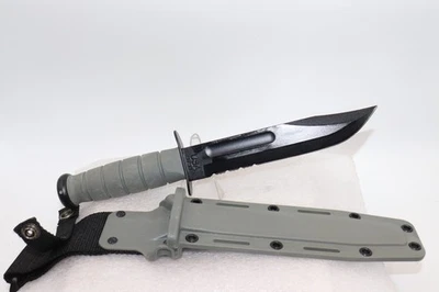 KA-BAR 7" Fixed Combination Edge Blade Full Size Knife w/ Sheath - Foliage Green - Image 1 of 4