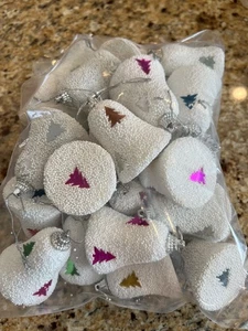 VTG Bell Shaped Ornaments LOT 24+ Styrofoam Glitter WHITE SEQUIN TREE CHRISTMAS - Picture 1 of 9
