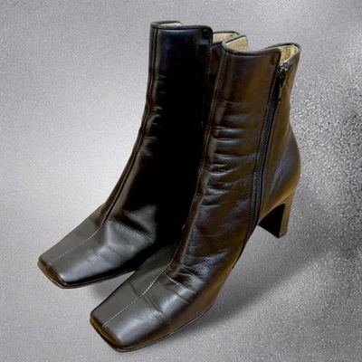 Yves Saint Laurent Women 6.0US Square Toe Zip Boots Vintage Leather Black Limite - Image 1 of 4