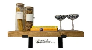 Rustic shelves, handcrafted from solid wood with industrial metal shelf - Picture 1 of 5