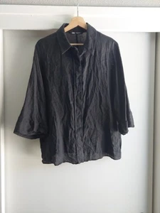 Blusa Zara Lino S Mangas 3/4 Botón Frontal Minimalista Contemporánea Elegante L - Imagen 1 de 6
