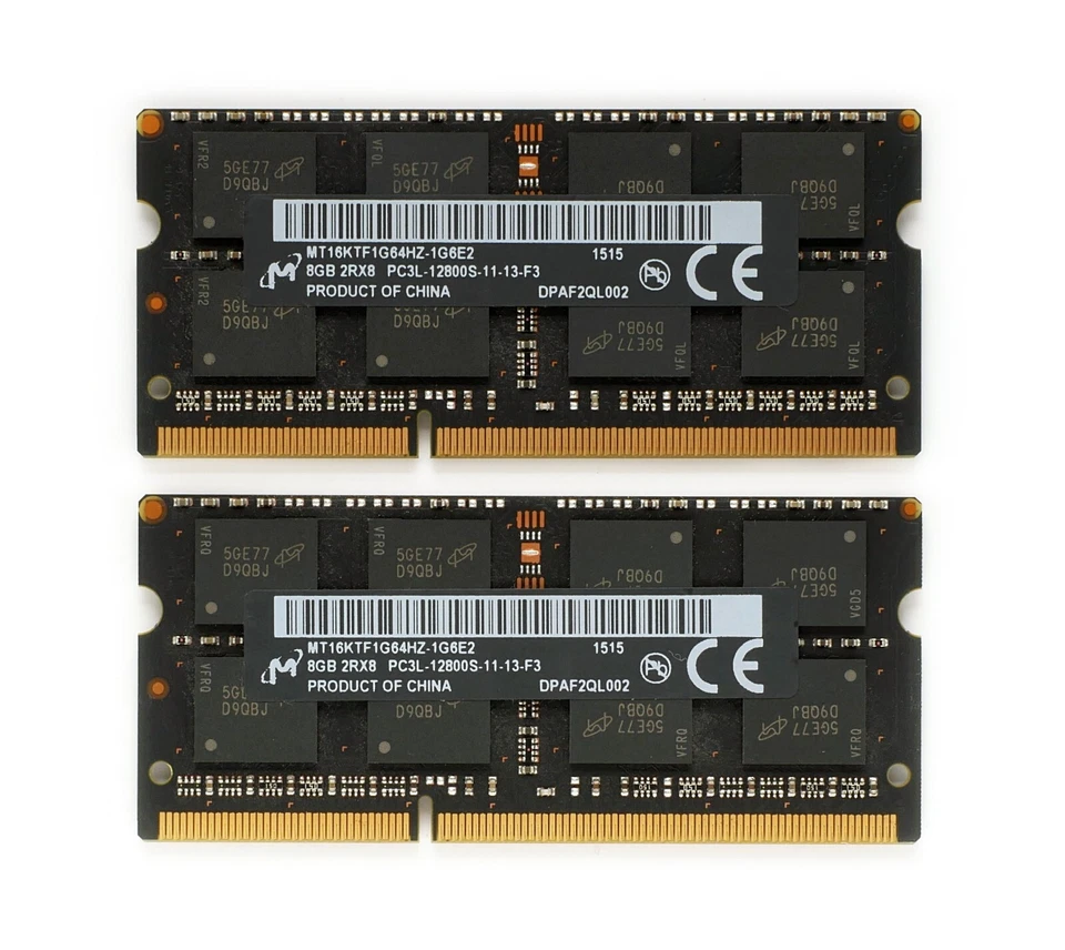 Apple Micron 16GB (2x 8GB) DDR3 PC3L-12800S Sodimm Mac Laptop RAM MT16KTF1G64HZ- - Image 1 of 1