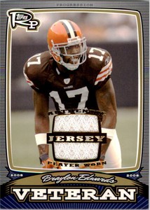 2008 Topps Rookie Prog Veterans Game Worn Jerseys Gold #PVBE Braylon Edwards /99