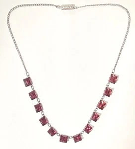 ANTIQUE STERLING SILVER and Garnet RED CRYSTAL RHINESTONE RIVIÈRE NECKLACE - Picture 1 of 15