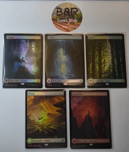MTG-Judge Gift Cards 2023 Lands-Forest, Swamp, Plains, Mountain, Island-FOIL MT - Picture 1 of 12