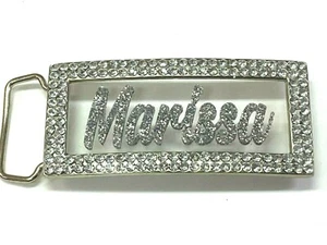 Adjustable Belt Buckle Laser Personalized Custom Bling Rhinestone Any Name, Word - Picture 1 of 11