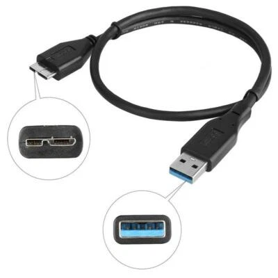 USB Type-A to Micro B 3.0 Data Cable SuperSpeed M/M Cord Portable HDD 5M 3M 50CM - Image 1 of 4