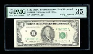 DBR 1950-C $100 FRN Richmond Fr. 2160-E PMG 35 Serial E08299586A - Picture 1 of 2