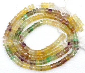Natural Multi Fluorite Beads 13 Inch Strand 5 MM Beads Faceted Wheel Shape Beads - Picture 1 of 5