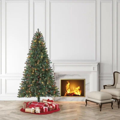 7 ft Pre-Lit Holiday Time Duncan Fir Multicolor Light Hanukkah Christmas Tree  - Image 1 of 4