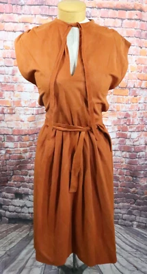 Vintage Rainbow of Califorinia Boho Faux Suede Wrap Dress Size S/M Rust Brown - Image 1 of 4