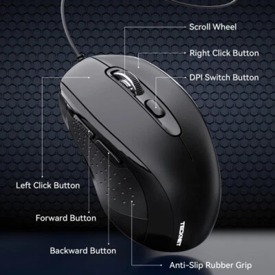 TECKNET ergonomic Design mouse is ergonomically designed. The convex arc design  - Image 1 of 4