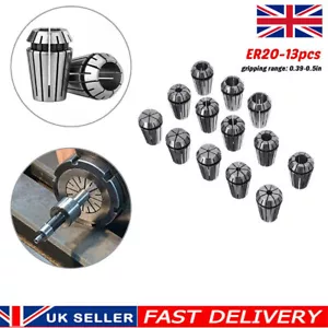 13PCS ER20 Spring Collet Set for CNC Workholding Chuck Milling Lathe 1mm-13mm GB - Picture 1 of 12