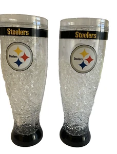 Pittsburgh Steelers 16 oz Sports Plastic Crystal Freezer Pilsner Glass Cup Set - Picture 1 of 3