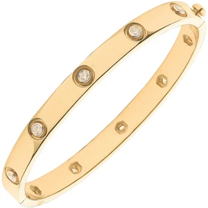 Sale! 1,00 ct 100 % natürlicher Rundschliff Diamant Zargenfassung Armreif in 18 K Gelbgold - Bild 1 von 6