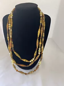 Collar único para dama con cuentas de papel maché. ¡MUY LARGO! ¡68 pulgadas! - Imagen 1 de 4