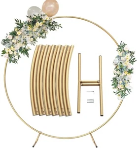 Round Backdrop Stand 6.7 FT - Gold Circle Arch Frame, Wedding Arch Frame CL - Picture 1 of 10