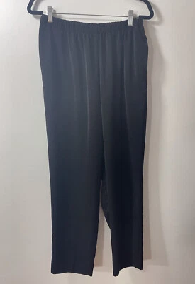 Calça social vintage Leslie Fay feminina tamanho 14 preta bolsos elásticos na cintura  - Imagem 1 de 4