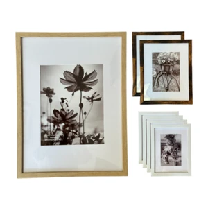 7 Modern Minimalist Photo Frame, 12x16 Oak Wood, 8x10 Rusty Dark Wood, 6x8 White - Picture 1 of 9