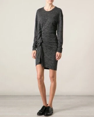 Vestido Jersey Isabel Marant Etoile Madelia Lado Acanalado Manga Larga Talla 44 Gris Foto 1 de 4