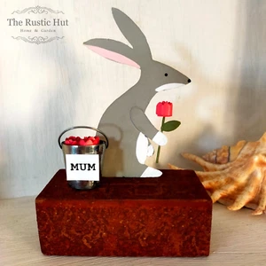 Rabbit with a Red Rose for Mum Gift Ornament by Shoeless Joe - Picture 1 of 2