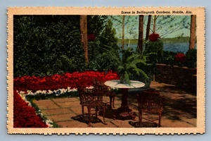 Postcard Vintage Scene In Bellingrath Gardens Mobile Alabama Patio Lounge Flower - Bild 1 von 2