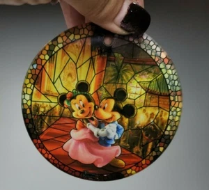 Mickey & Minni StarFire Prints Hanging Glass Ornament Thomas Kinkade Disney 3.5" - Picture 1 of 4