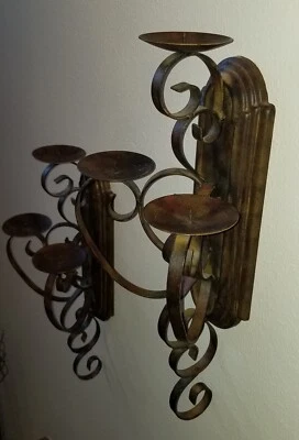 Toscana, Fita Rolada, Vela, Arandelas de Parede, CONJUNTO DE 2, Bronze Antigo - Imagem 1 de 4