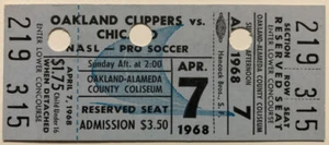 Oakland Clippers Chicago Mustangs 1968 fútbol NASL profesional boleto completo - talón - Imagen 1 de 1