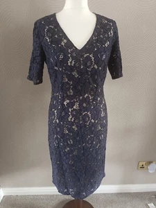 Stunning Per Una Premium Navy Blue Lace Lined Dress - UK 10 / EUR 38 - Excellent - Picture 1 of 16