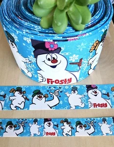 7/8, 1.5 &3" (1 YD) Frosty the Snowman Grosgrain Ribbon Christmas Ribbon - Picture 1 of 1