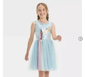 Zenzi Girls' Sleeveless Unicorn Tulle Dress - Blue Size 10/12 - Picture 1 of 3