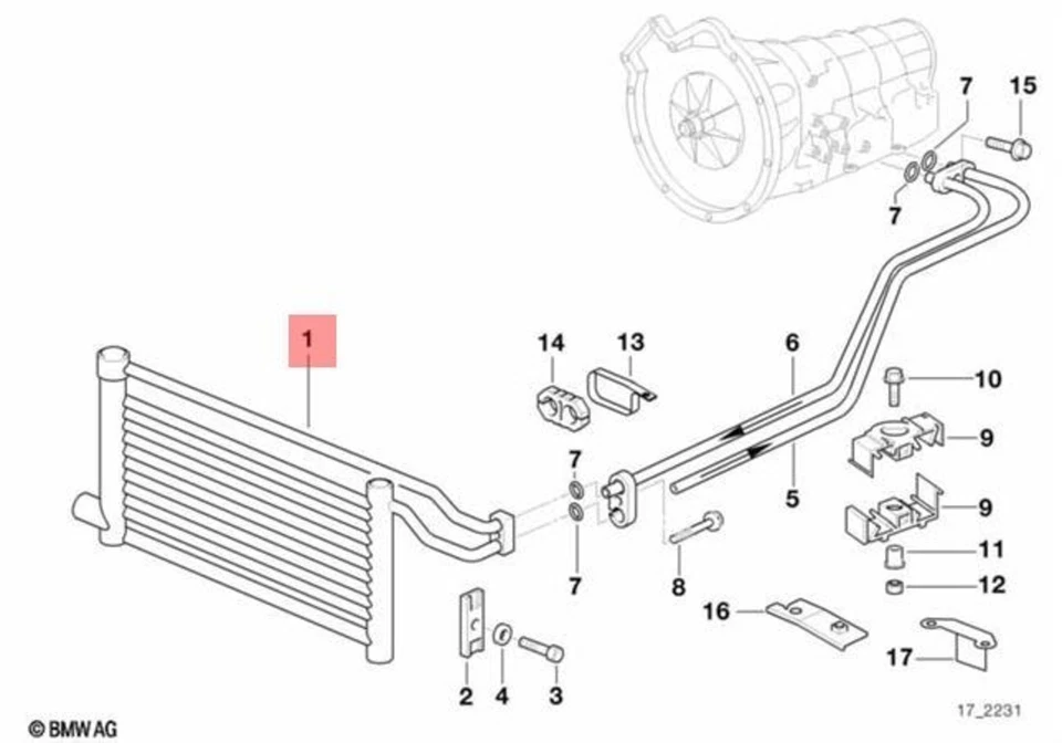 Enchufe enfriador de aceite de transmisión genuino BMW E38 740i 750i tipo OEM 17221745275 Foto 1 de 1
