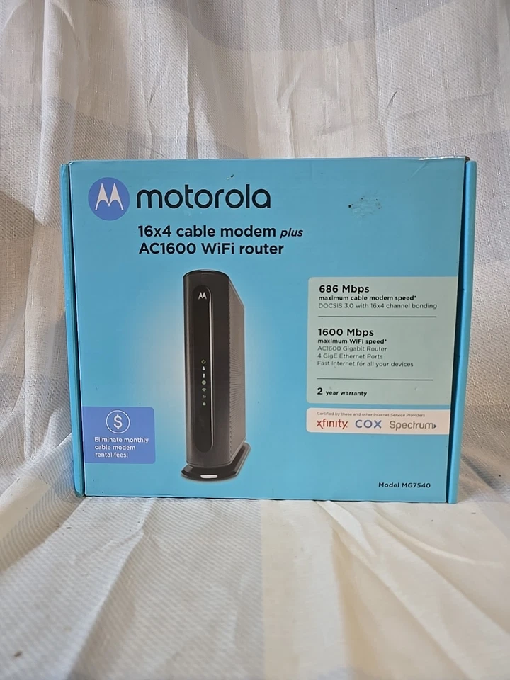Motorola MG7540-10 16x4 Cable Modem - Black - Image 1 of 1