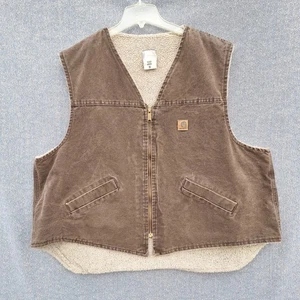 Vintage Carhartt Weste Herren 3XL braun Sherpa gefüttert Reißverschluss Canvas V13CHT Union Made USA - Bild 1 von 11