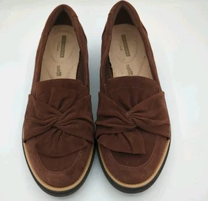 Clarks Collection Damen 8,5 W Halbschuhe flache Schuhe braun Wildleder Schleife Slipper weich gepolstert - Bild 1 von 8